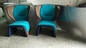 착색된 가죽 가장자리를 가진 파란  성 섬유유리 팔 의자 협력 업체